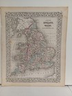 1873 Mitchell s Atlas County Map Of England And Wales Authentic Hand-colored 