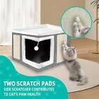 Indoor Cat Bed  Large Cat House With Two Scratching Boards And Hanging Ball