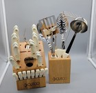 24 Pc Lot-18pc Cutco Knife Set   6 Utensils Pearl White Handles Oak Wood Blocks 