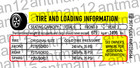 Gm Chevrolet Ford Chrysler Tire Loading Information Vin  Number Decal Label 3m