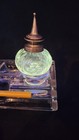 Antique English Silverplate   Cut Manganese Glass Double Inkwell Desk Set