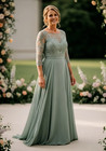 Sage Green Mother Of The Bride Dresses  Lace Chiffon Formal Wedding Evening Gown