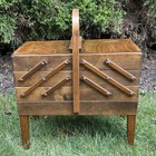 Vintage Strommen Bruk Hamar Norway Mid Century Modern Accordion Wood Sewing Box