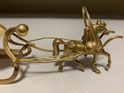 Antique French Gilded Brass Horse   Mother Of Pearl Jewelry   Trinket Sleigh