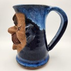 Vintage Ugly Face 3d Beer Stein  Art Pottery  Mahon Made Stoneware Mms Signed