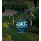 Peacock Bird Outdoor Solar Lantern Metal Head Glass Belly