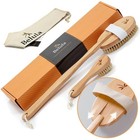 Natural Boar Bristle Dry Body Brush Set - Exfoliating Face Brush   Bath Gloves F