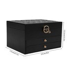 3 Tier Jewelry Box Watch Storage Case Black Pu With Lock For Men Women Organizer