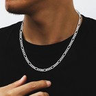 925 Sterling Silver Figaro Chain 4mm Diamond Cut 18-22in Himstory