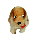 Vintage Dakin Dog Plush 8  Sawdust Japan Stuffed Animal Brown Beige Red Ribbon