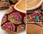 Handmade Maroon Velvet Jutti Women Ethnic Punjabi Mojari Wedding Shoes Flats