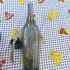 Tall Decorative Clear Ribbed Glass Bottle With Stopper  Elegant Display Vase