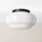 Milk Glass Flush Mount Celling Light Black Finish - Hearth   Hand