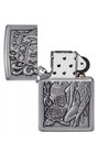 Zippo 49442  Skull Roses   Anegel Emblem  Brushed Chrome Lighter