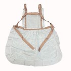 Retro Canvas Bib Apron Green Floral Ruffles Pockets Vtg Style Kitchen Cooking