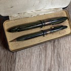 Vintage Sheaffer Fountain Pen   Pencil Set Green Striated 1250    isabella   