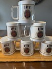 1970s Miller Lite Coffee Mugs Set Of 6  By Thermo-serv  Super Rare