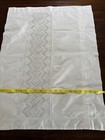 Very Old German White Cotton Euro Sham  Crocheted Lace  button Extra Lace Panels
