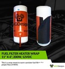 Wvo Designs Large Fuel Filter Heater Wrap 200w  12v   11  X 6  