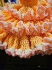 Vintage Hand Crocheted Bed Sitter Doll 10  Pink And White Dress Gorgeous 