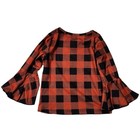 Marie Nicole Girls Size S  2t  Red black Plaid Santa Sequin Long Sleeve T-shirt