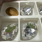 Two  2  Vintage Pear Fancy 4327 Swarovski Crystal Clear  30x20mm  Gold Foiled