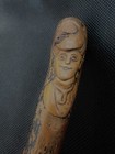 Antique Wooden Lady s Walking Stick Hand Carved Portrait American Folk Art 1890