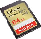 Sandisk 64gb Extreme Sdxc 170mb s U3 V30 4k Sd Class 10 Memory Card Sdsdxv2-064g