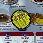 Waffle House Menu Laminated Collectible Egg Surcharge Yellow Sticker Used Decor