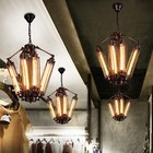 Vintage Industrial Led Chandelier Steampunk Cage Pendant Light Loft Ceiling Lamp