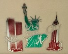 Vintage Toothpick Dispenser Push Button Holder New York City Icons Twin Towers