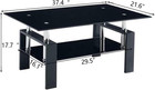 Coffee Table With Storage Shelf  2-tier Glass Top Coffee Table For Living Room  
