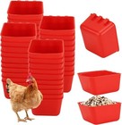 20   Chicken Poultry Hanging Water Feed Cage Cups Rabbit Bird Feeder Bowls Red Us