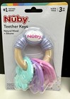 X2 Nuby Natural Wood Silicone Teether Keys Pink Purple 3m  Baby Toy