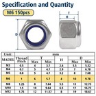 150 Pack M6 Nylon Insert Hex Lock Nuts 304 Stainless Steel Nylock