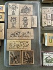   look   Huge Vintage Rubber Stamps Wood Mixed Lot Used Stampin    Up