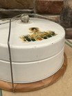 Vintage 1940s Decoware  garden Girl  Matching Kitchen Set - Metal Cake Carrier 