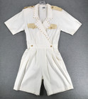 Vintage Rio Inc Embellished Romper Lot Of 2 Size L And M White W Gold Accents