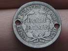 1855 P Seated Liberty Half Dime- Philadelphia  Arrows  Good Details  Holed Twice