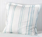 Sky Bristol Stripe 26  X 26  Euro Sham Pair Luxe Cotton White blue  160