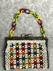 Vtg 1930s Suzanne Brand  Wood Beaded Handbag From Czechoslovakia W  Kiss Lock