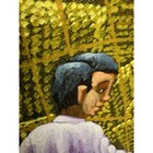 Vintage Painting V Badillo Abstract Figurative Mexican Folk Art Framed Signed