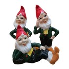 Vintage Artmark Pixie Ceramic Figurines Elf Gnome Garden Christmas Japan Lot 3