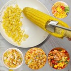 1pc Corn Peeler Stainless Steel Corn Cob Stripping Tool W  Hook Long Handle Corn