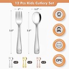 Drkio Stainless Steel Toddler Utensils Set - 12 Pieces Kids Silverware Set