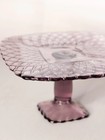 Vintage Le Smith Medium Square Dark Purple Glass Trellis Cake Stand