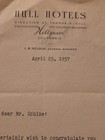 L b  Nelson Real Estate Signed Cocoanut Grove Praise 1957 Hull Hotels Letterhead