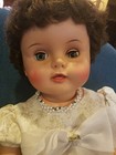 1960 s Ideal Suzie Playpal Doll B-28-5 Brunette Sleepy Blue Eyes In Lacy Dress 