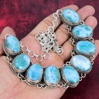 Larimar Gemstone Handmade 925 Sterling Silver Jewelry Necklace Gift For Women