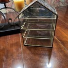 Vtg Brass Glass Mirror Curio Display Cabinet Shelves Wall Mount Table Top